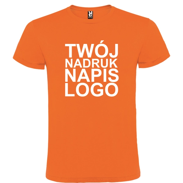 Męska koszulka T-shirt 100% miękka bawełna pomarańczowa z twoim nadrukiem roz. L